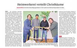 Bericht über die Verteilung von Weihnachtsbäumen durch die Heimwerkerei Fürth - Artikel in den FN vom 28.11.25