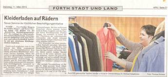 Mobiler Kleiderladen - Artikel in den Fürther Nachrichten vom 11.03.2014