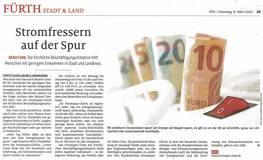 Stromfressern auf der Spur - Artikel in den Fürther Nachrichten vom 08.03.2022