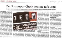 Unser Projekt Stromspar-Check startet in Langenzenn - Artikel in den Fürther Nachrichten vom 31.01.2020