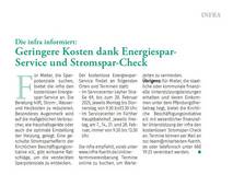 Geringere Kosten dank Energiespar-Service und Stromspar-Check - Artikel in der INFÜ vom 29.01.2025