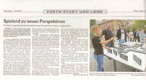 Präsentation unseres Projekts LEO 1 in Kooperation mit elan - Zeitungsartikel in den Fürther Nachrichten vom 01.07.2014