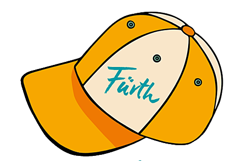 Eine orange Kappe eines Heimwerkers mit Aufschrift „Fürth“